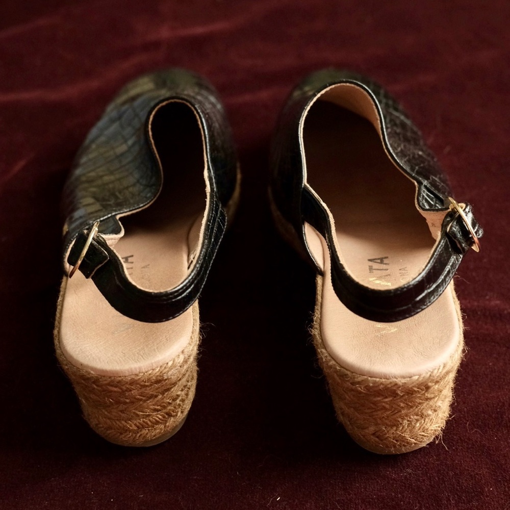 Viscata black patent croc embossed wedge espadrilles - Picture 4 of 6